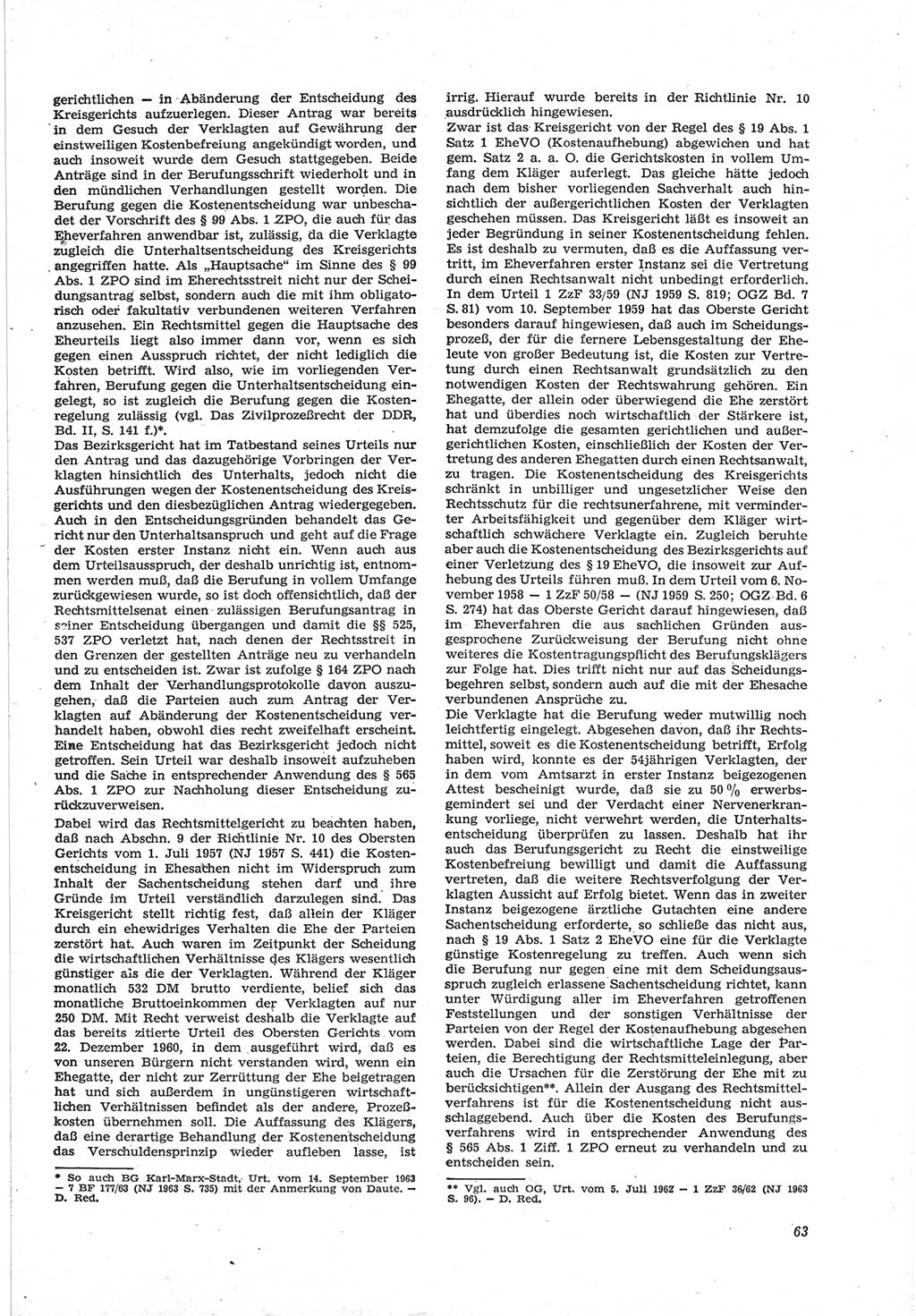 Neue Justiz (NJ), Zeitschrift für Recht und Rechtswissenschaft [Deutsche Demokratische Republik (DDR)], 18. Jahrgang 1964, Seite 63 (NJ DDR 1964, S. 63)