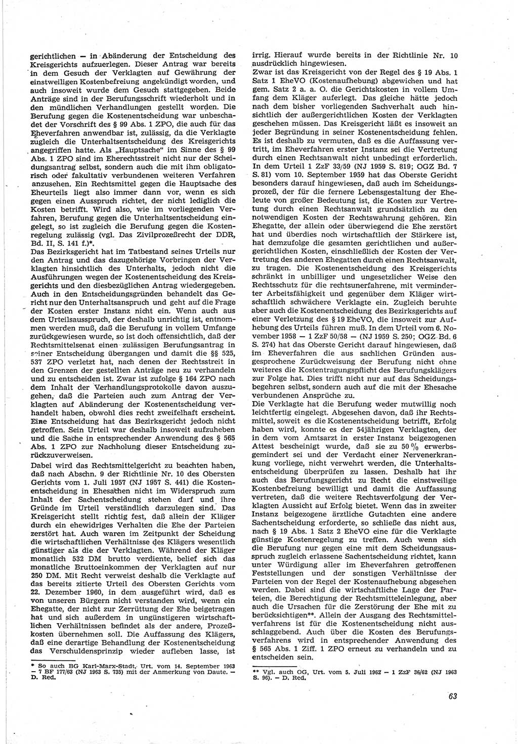 Neue Justiz (NJ), Zeitschrift für Recht und Rechtswissenschaft [Deutsche Demokratische Republik (DDR)], 18. Jahrgang 1964, Seite 63 (NJ DDR 1964, S. 63)