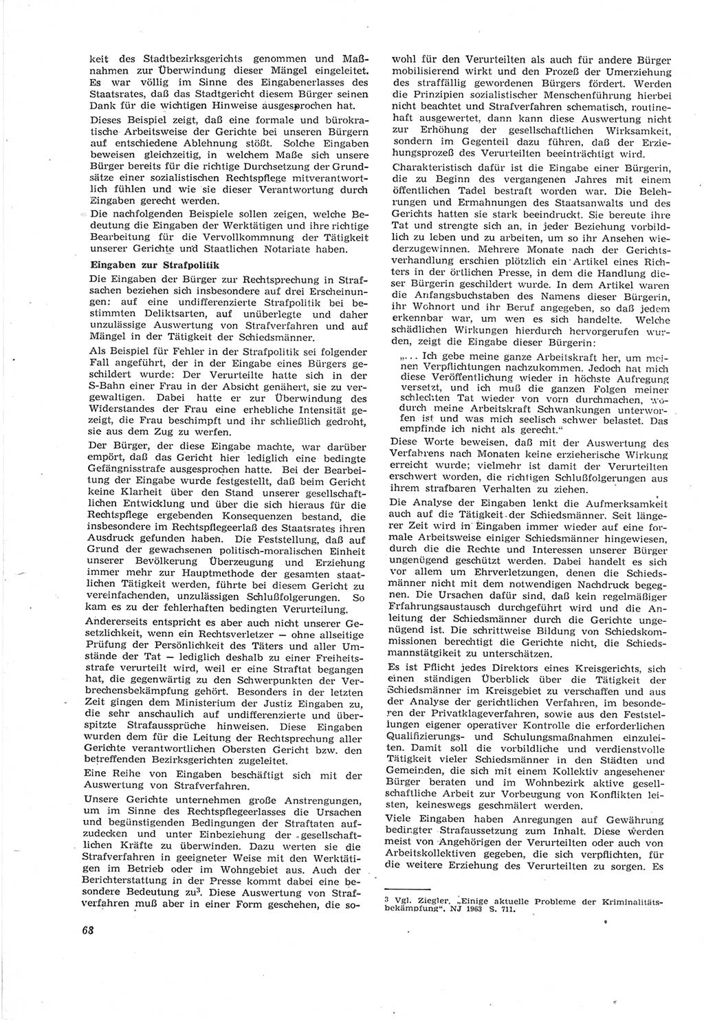 Neue Justiz (NJ), Zeitschrift für Recht und Rechtswissenschaft [Deutsche Demokratische Republik (DDR)], 18. Jahrgang 1964, Seite 68 (NJ DDR 1964, S. 68)