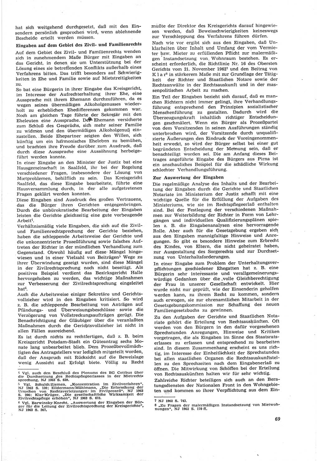 Neue Justiz (NJ), Zeitschrift für Recht und Rechtswissenschaft [Deutsche Demokratische Republik (DDR)], 18. Jahrgang 1964, Seite 69 (NJ DDR 1964, S. 69)