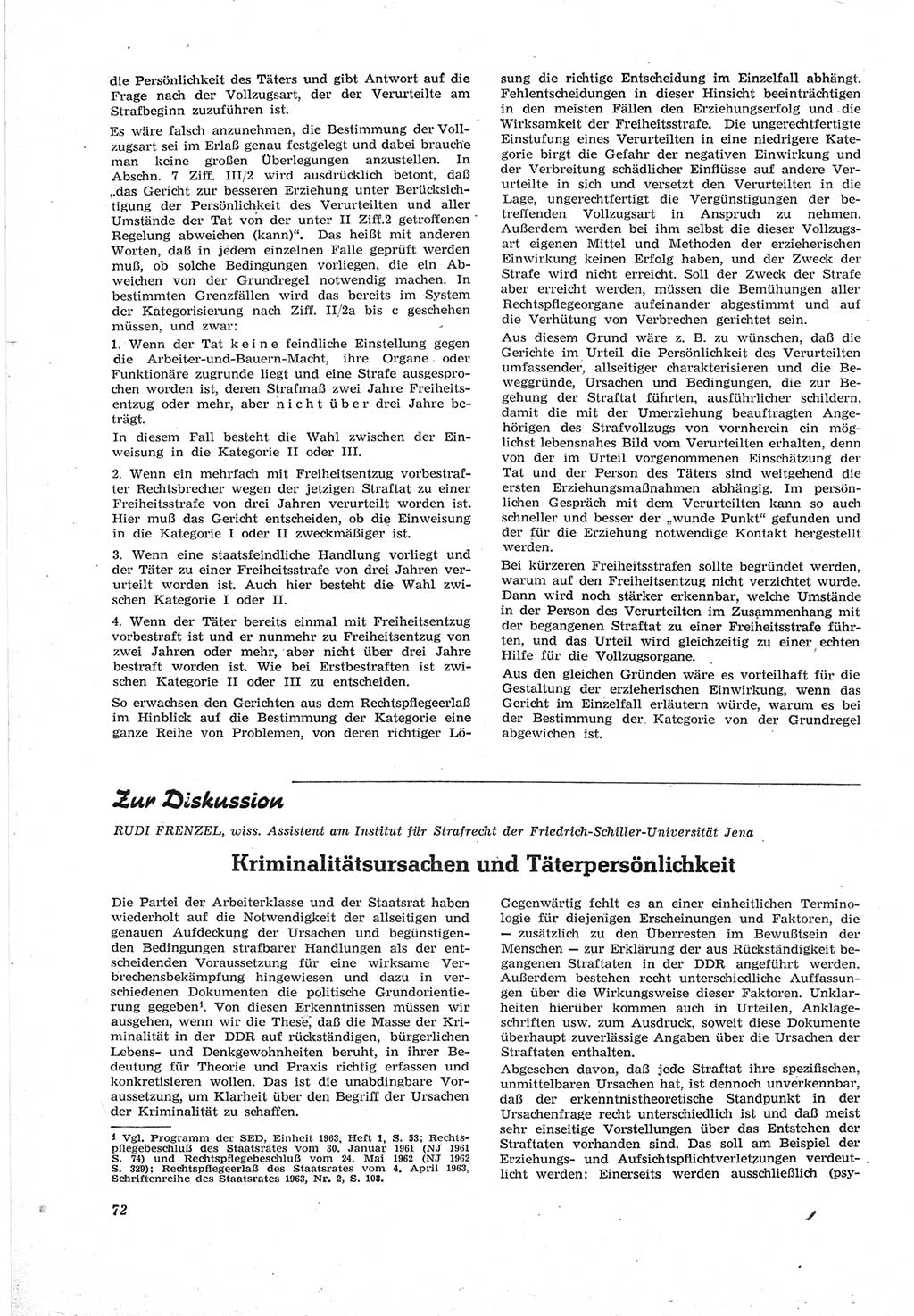 Neue Justiz (NJ), Zeitschrift für Recht und Rechtswissenschaft [Deutsche Demokratische Republik (DDR)], 18. Jahrgang 1964, Seite 72 (NJ DDR 1964, S. 72)