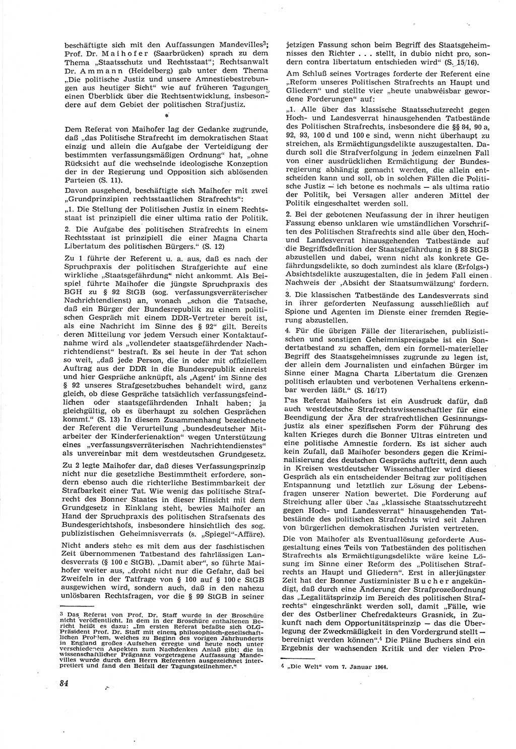 Neue Justiz (NJ), Zeitschrift für Recht und Rechtswissenschaft [Deutsche Demokratische Republik (DDR)], 18. Jahrgang 1964, Seite 84 (NJ DDR 1964, S. 84)