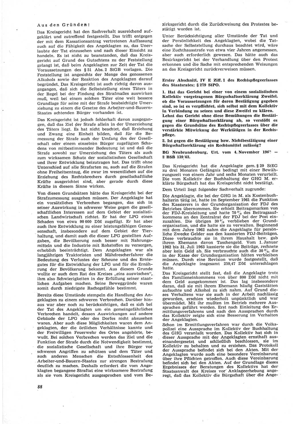 Neue Justiz (NJ), Zeitschrift für Recht und Rechtswissenschaft [Deutsche Demokratische Republik (DDR)], 18. Jahrgang 1964, Seite 88 (NJ DDR 1964, S. 88)