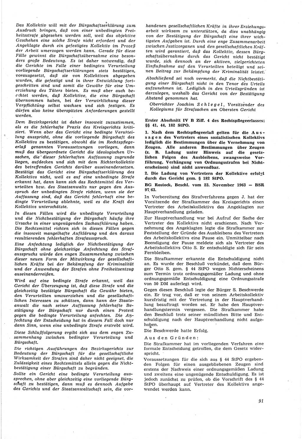Neue Justiz (NJ), Zeitschrift für Recht und Rechtswissenschaft [Deutsche Demokratische Republik (DDR)], 18. Jahrgang 1964, Seite 91 (NJ DDR 1964, S. 91)