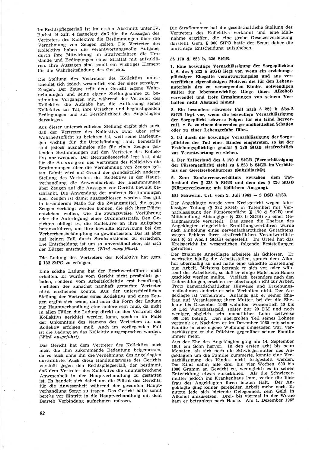 Neue Justiz (NJ), Zeitschrift für Recht und Rechtswissenschaft [Deutsche Demokratische Republik (DDR)], 18. Jahrgang 1964, Seite 92 (NJ DDR 1964, S. 92)