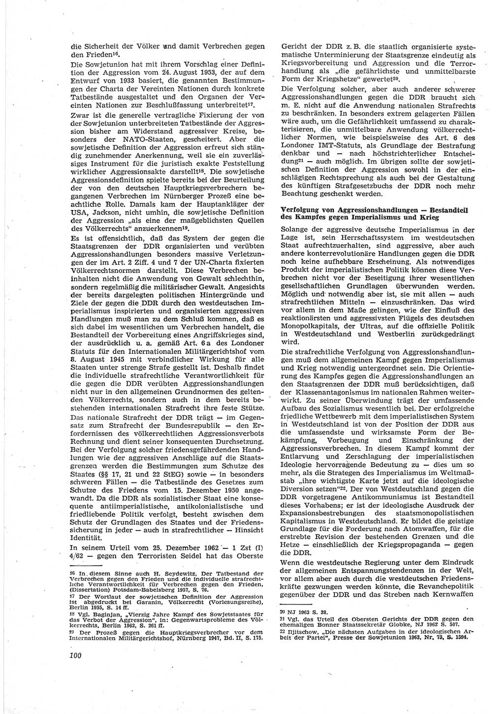 Neue Justiz (NJ), Zeitschrift für Recht und Rechtswissenschaft [Deutsche Demokratische Republik (DDR)], 18. Jahrgang 1964, Seite 100 (NJ DDR 1964, S. 100)