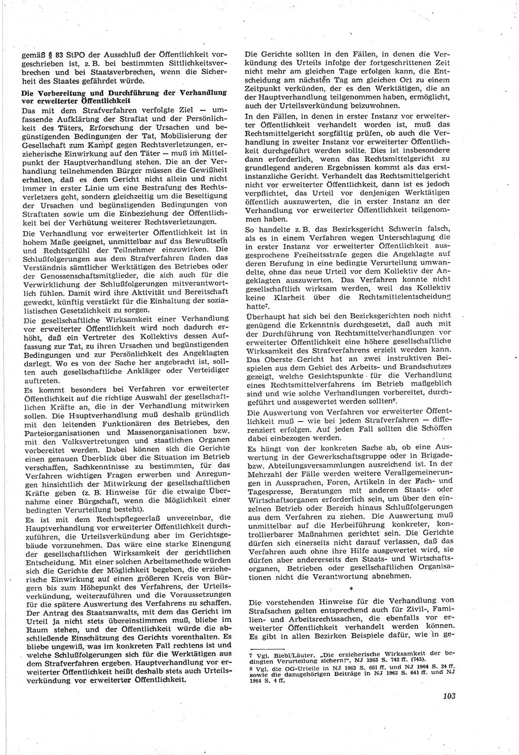 Neue Justiz (NJ), Zeitschrift für Recht und Rechtswissenschaft [Deutsche Demokratische Republik (DDR)], 18. Jahrgang 1964, Seite 103 (NJ DDR 1964, S. 103)