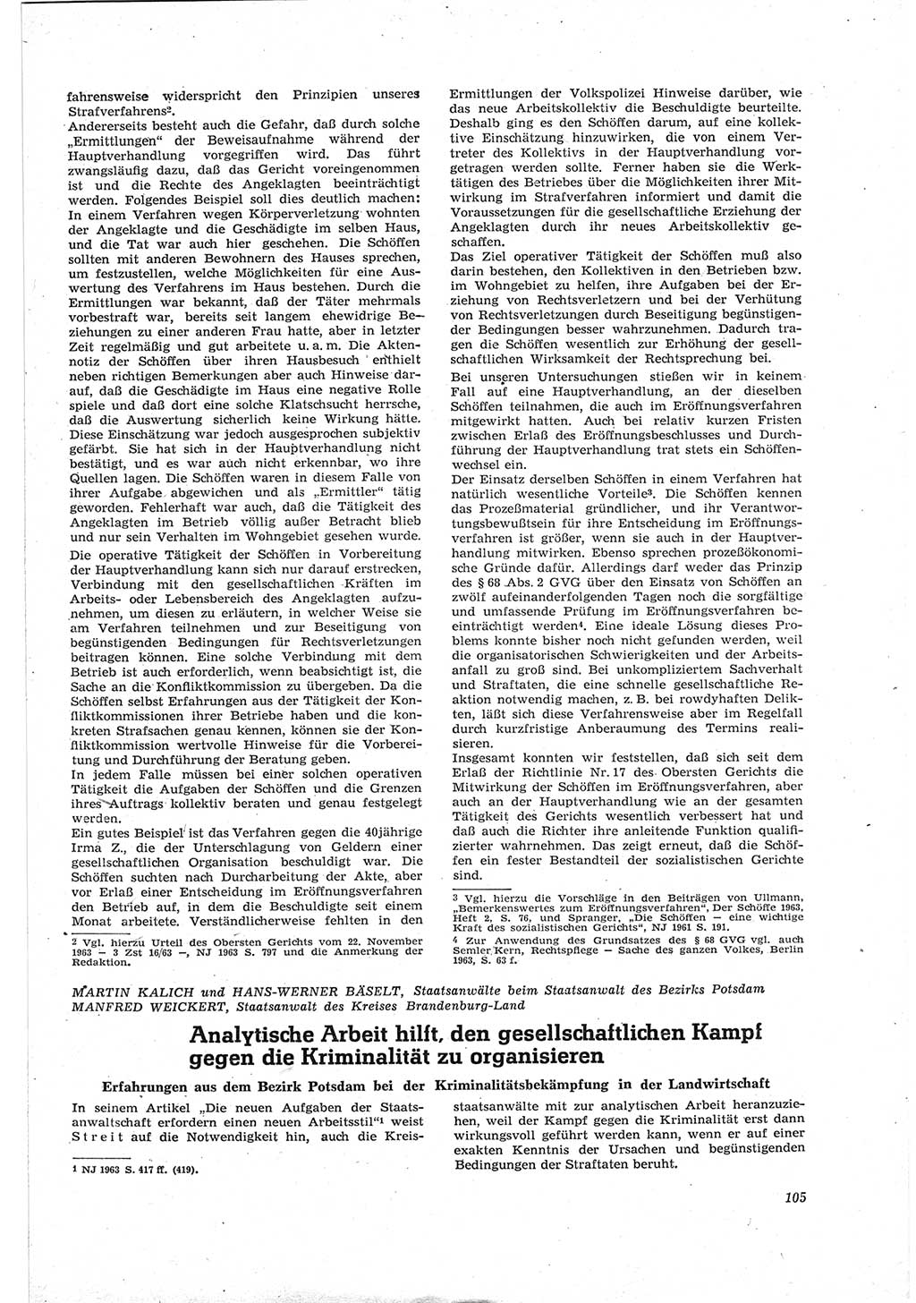 Neue Justiz (NJ), Zeitschrift für Recht und Rechtswissenschaft [Deutsche Demokratische Republik (DDR)], 18. Jahrgang 1964, Seite 105 (NJ DDR 1964, S. 105)