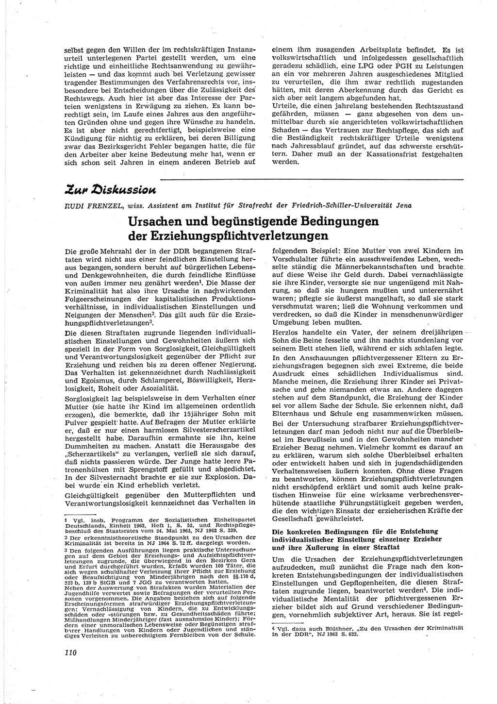 Neue Justiz (NJ), Zeitschrift für Recht und Rechtswissenschaft [Deutsche Demokratische Republik (DDR)], 18. Jahrgang 1964, Seite 110 (NJ DDR 1964, S. 110)