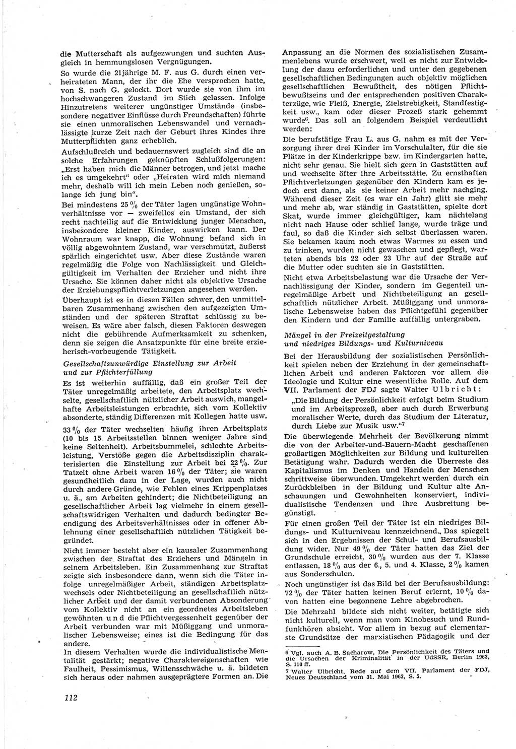 Neue Justiz (NJ), Zeitschrift für Recht und Rechtswissenschaft [Deutsche Demokratische Republik (DDR)], 18. Jahrgang 1964, Seite 112 (NJ DDR 1964, S. 112)