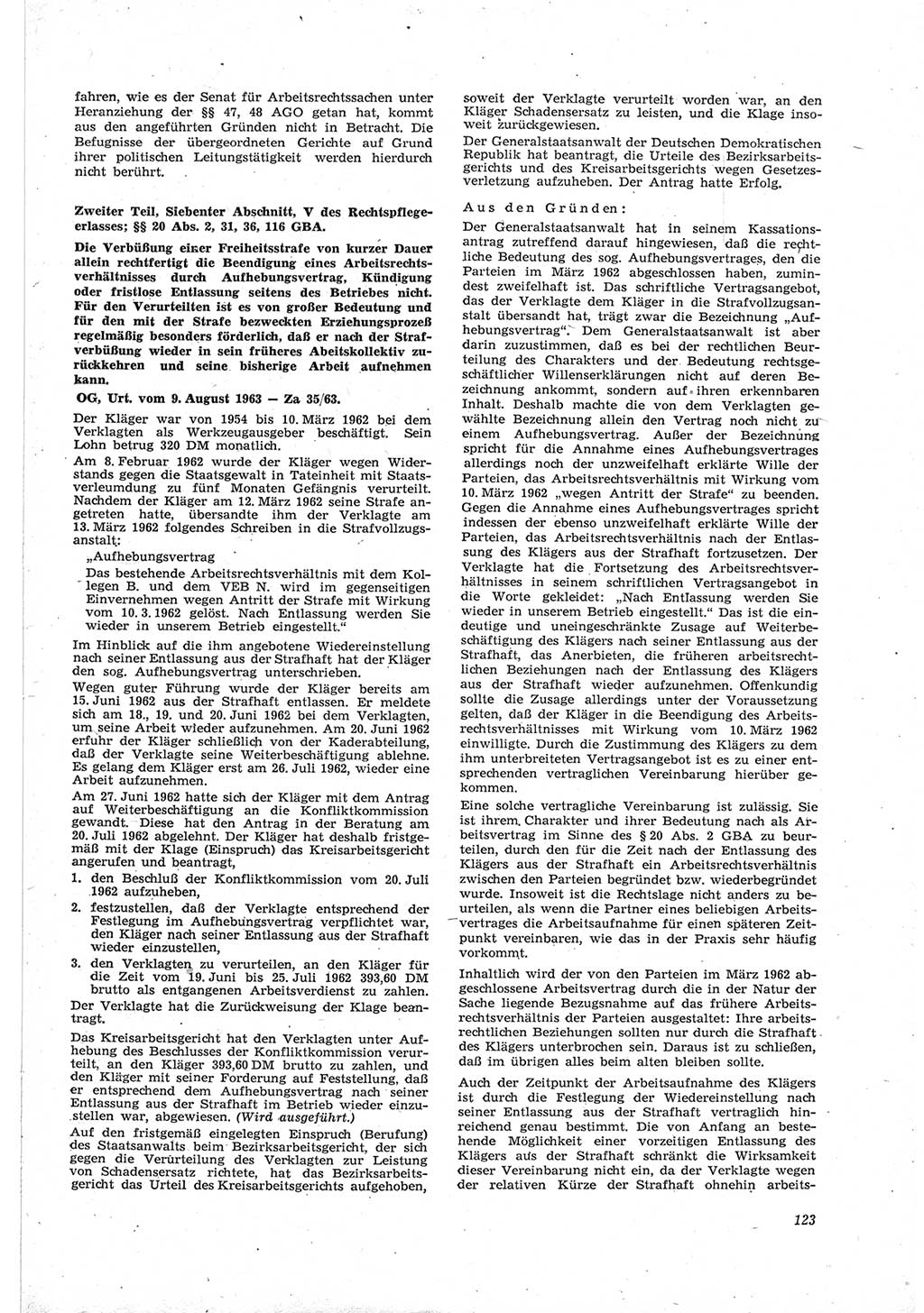 Neue Justiz (NJ), Zeitschrift für Recht und Rechtswissenschaft [Deutsche Demokratische Republik (DDR)], 18. Jahrgang 1964, Seite 123 (NJ DDR 1964, S. 123)