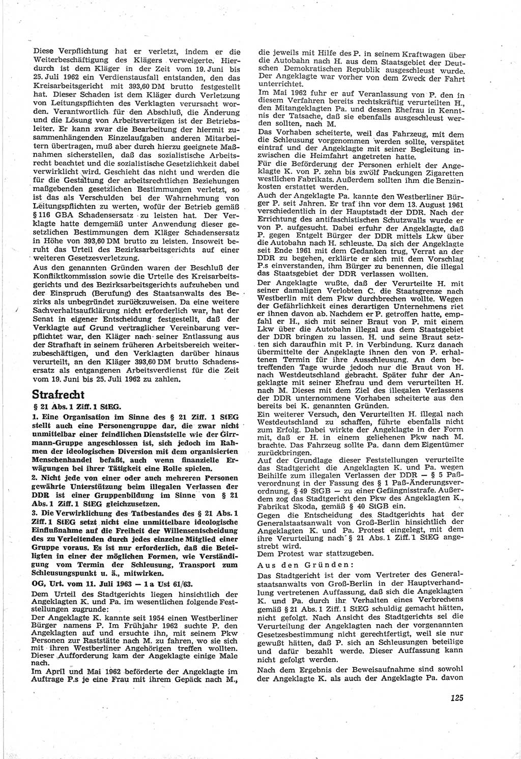 Neue Justiz (NJ), Zeitschrift für Recht und Rechtswissenschaft [Deutsche Demokratische Republik (DDR)], 18. Jahrgang 1964, Seite 125 (NJ DDR 1964, S. 125)