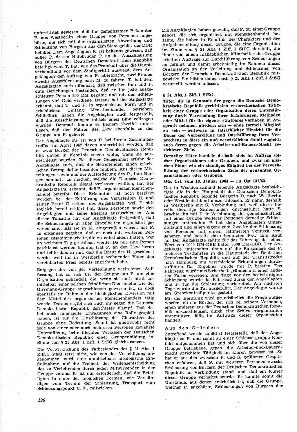 Neue Justiz (NJ), Zeitschrift für Recht und Rechtswissenschaft [Deutsche Demokratische Republik (DDR)], 18. Jahrgang 1964, Seite 126 (NJ DDR 1964, S. 126)