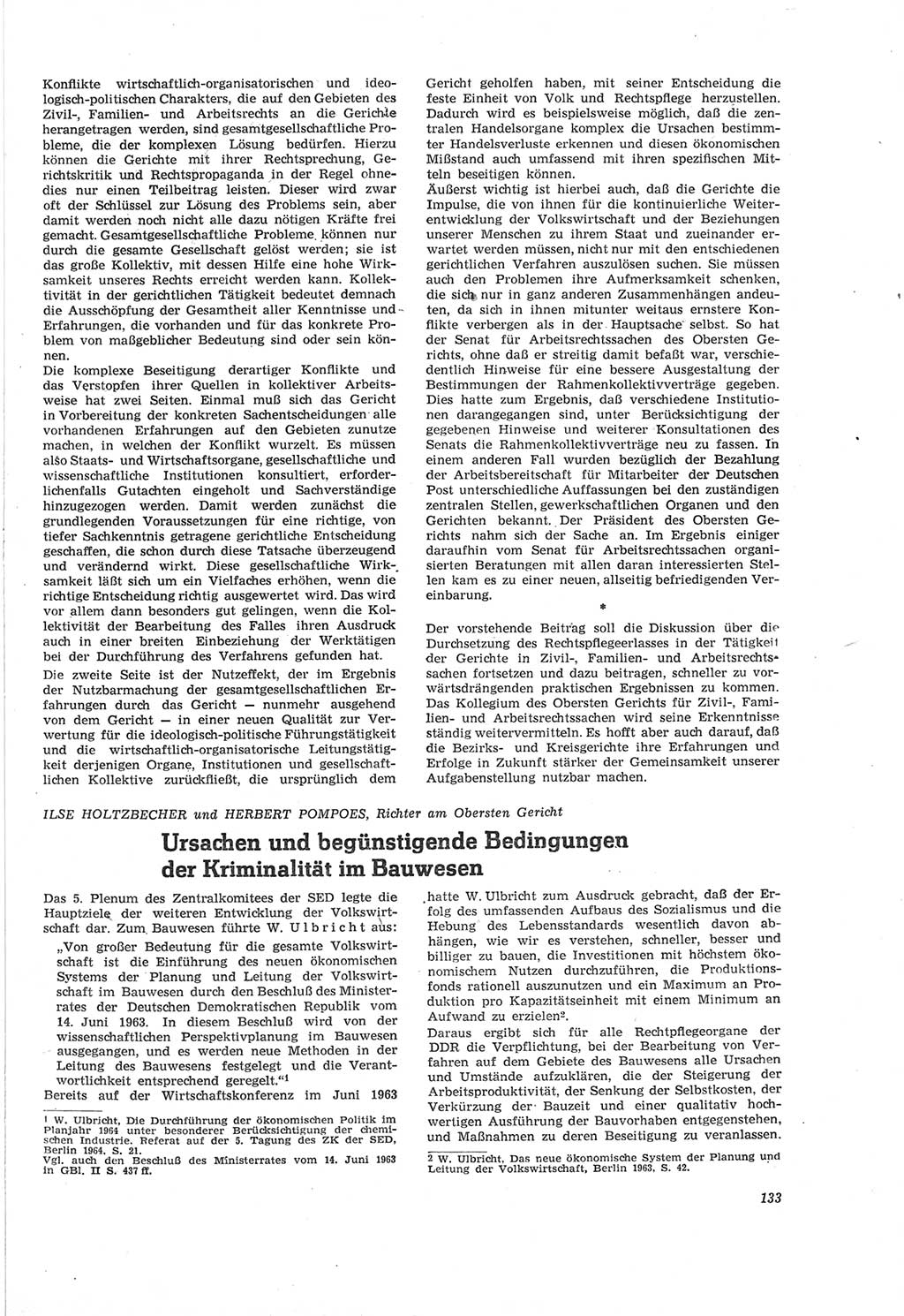 Neue Justiz (NJ), Zeitschrift für Recht und Rechtswissenschaft [Deutsche Demokratische Republik (DDR)], 18. Jahrgang 1964, Seite 133 (NJ DDR 1964, S. 133)