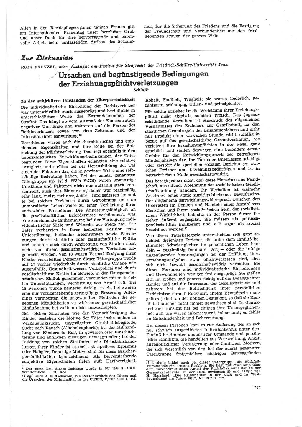 Neue Justiz (NJ), Zeitschrift für Recht und Rechtswissenschaft [Deutsche Demokratische Republik (DDR)], 18. Jahrgang 1964, Seite 141 (NJ DDR 1964, S. 141)