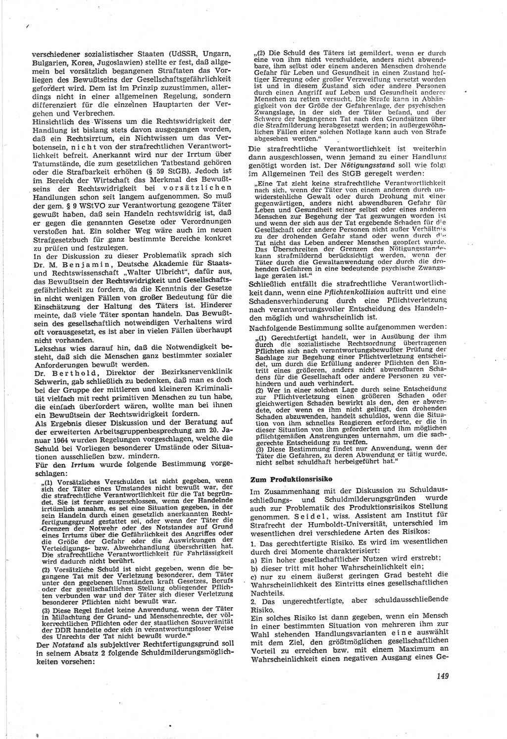 Neue Justiz (NJ), Zeitschrift für Recht und Rechtswissenschaft [Deutsche Demokratische Republik (DDR)], 18. Jahrgang 1964, Seite 149 (NJ DDR 1964, S. 149)