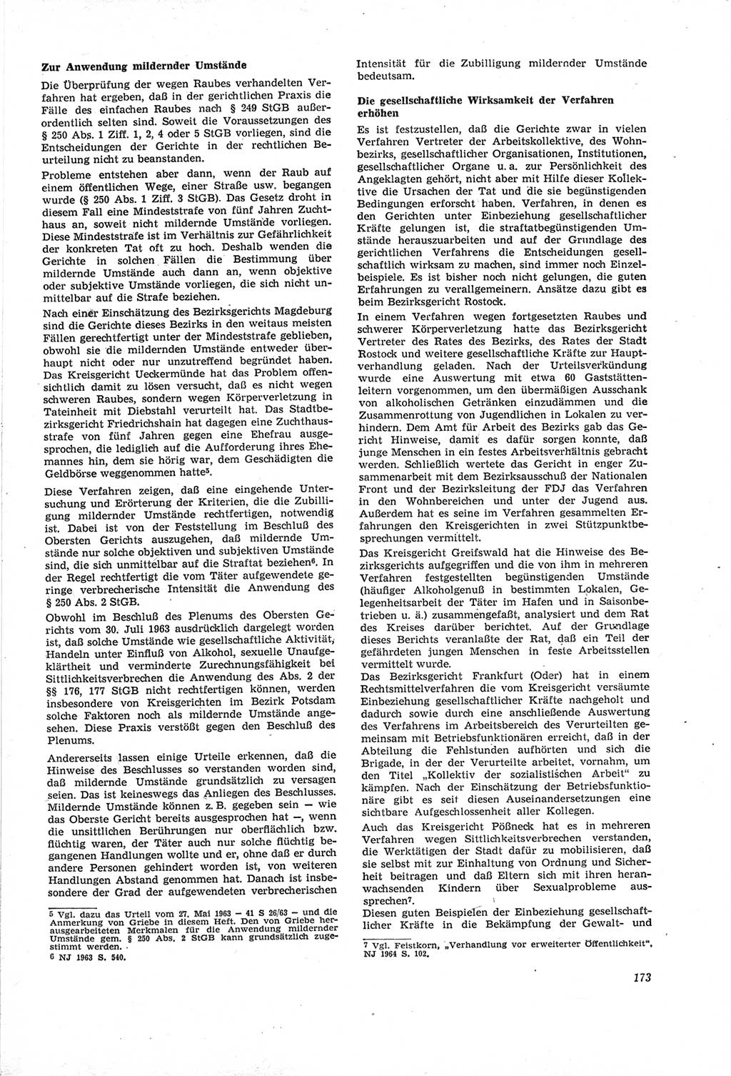 Neue Justiz (NJ), Zeitschrift für Recht und Rechtswissenschaft [Deutsche Demokratische Republik (DDR)], 18. Jahrgang 1964, Seite 173 (NJ DDR 1964, S. 173)