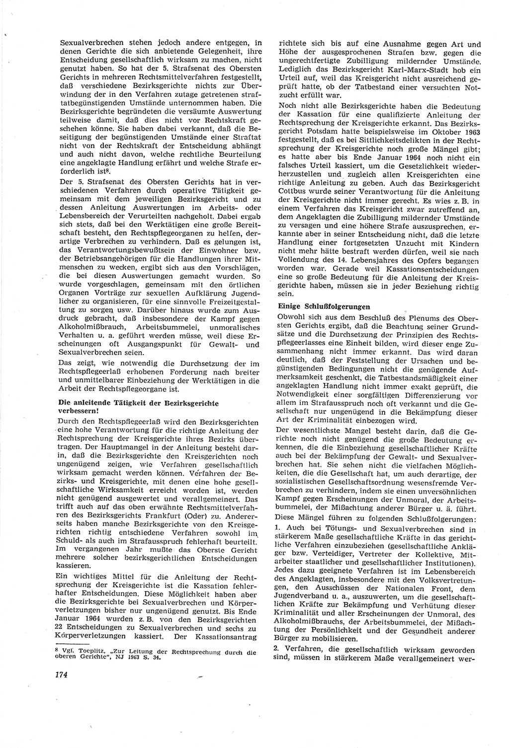 Neue Justiz (NJ), Zeitschrift für Recht und Rechtswissenschaft [Deutsche Demokratische Republik (DDR)], 18. Jahrgang 1964, Seite 174 (NJ DDR 1964, S. 174)