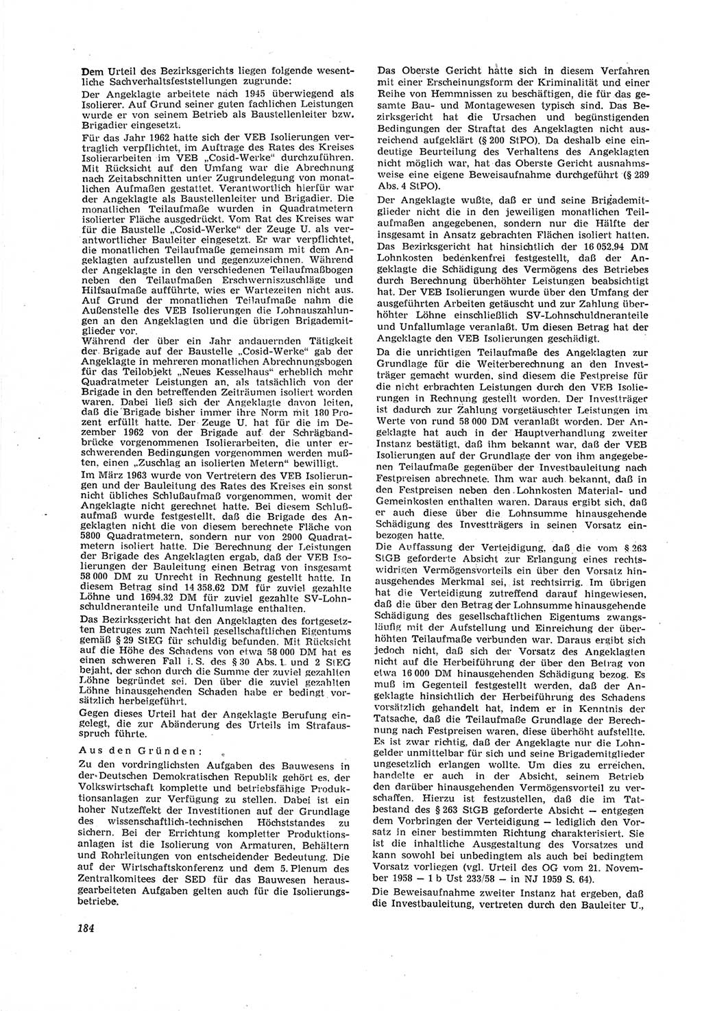 Neue Justiz (NJ), Zeitschrift für Recht und Rechtswissenschaft [Deutsche Demokratische Republik (DDR)], 18. Jahrgang 1964, Seite 184 (NJ DDR 1964, S. 184)