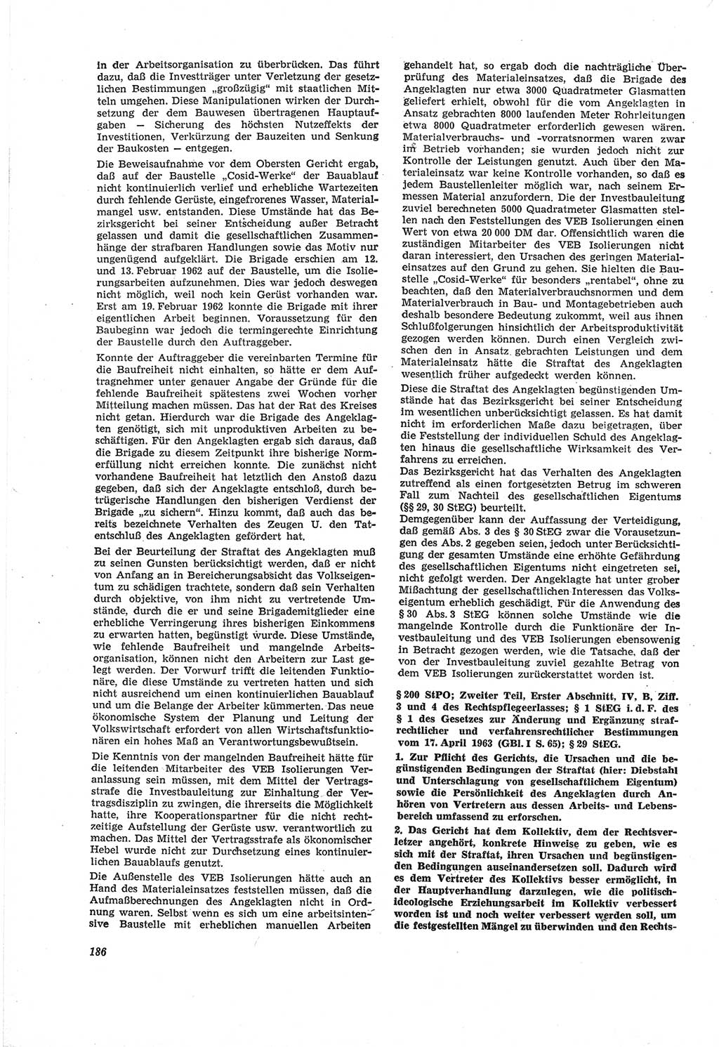 Neue Justiz (NJ), Zeitschrift für Recht und Rechtswissenschaft [Deutsche Demokratische Republik (DDR)], 18. Jahrgang 1964, Seite 186 (NJ DDR 1964, S. 186)