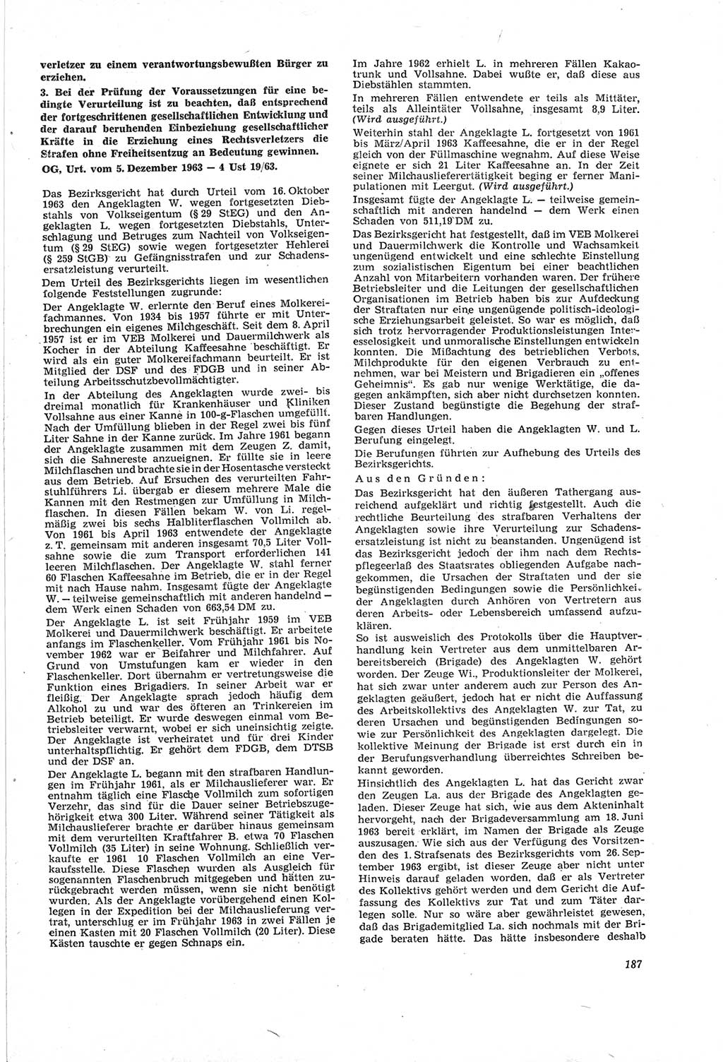 Neue Justiz (NJ), Zeitschrift für Recht und Rechtswissenschaft [Deutsche Demokratische Republik (DDR)], 18. Jahrgang 1964, Seite 187 (NJ DDR 1964, S. 187)