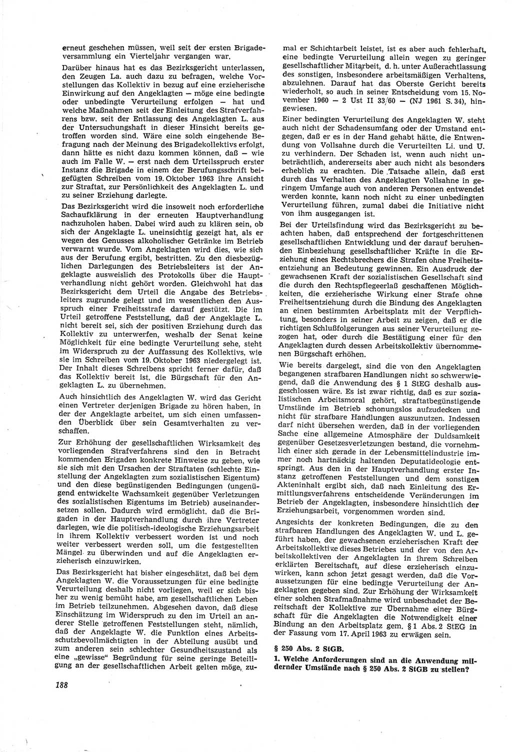 Neue Justiz (NJ), Zeitschrift für Recht und Rechtswissenschaft [Deutsche Demokratische Republik (DDR)], 18. Jahrgang 1964, Seite 188 (NJ DDR 1964, S. 188)