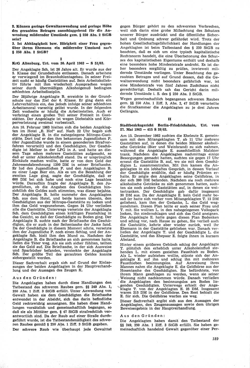 Neue Justiz (NJ), Zeitschrift für Recht und Rechtswissenschaft [Deutsche Demokratische Republik (DDR)], 18. Jahrgang 1964, Seite 189 (NJ DDR 1964, S. 189)