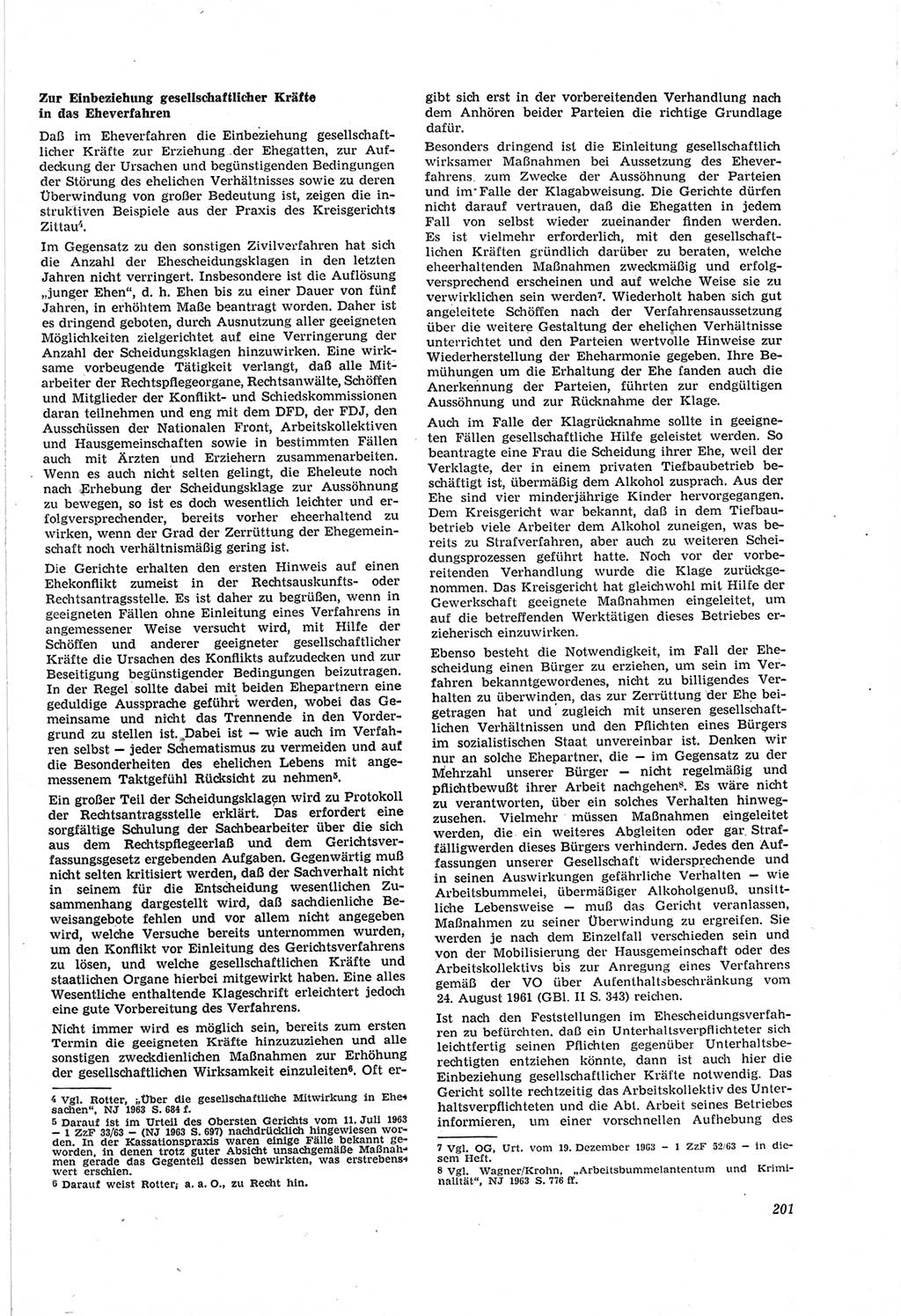 Neue Justiz (NJ), Zeitschrift für Recht und Rechtswissenschaft [Deutsche Demokratische Republik (DDR)], 18. Jahrgang 1964, Seite 201 (NJ DDR 1964, S. 201)