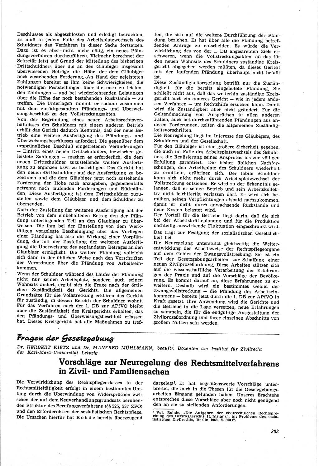 Neue Justiz (NJ), Zeitschrift für Recht und Rechtswissenschaft [Deutsche Demokratische Republik (DDR)], 18. Jahrgang 1964, Seite 203 (NJ DDR 1964, S. 203)