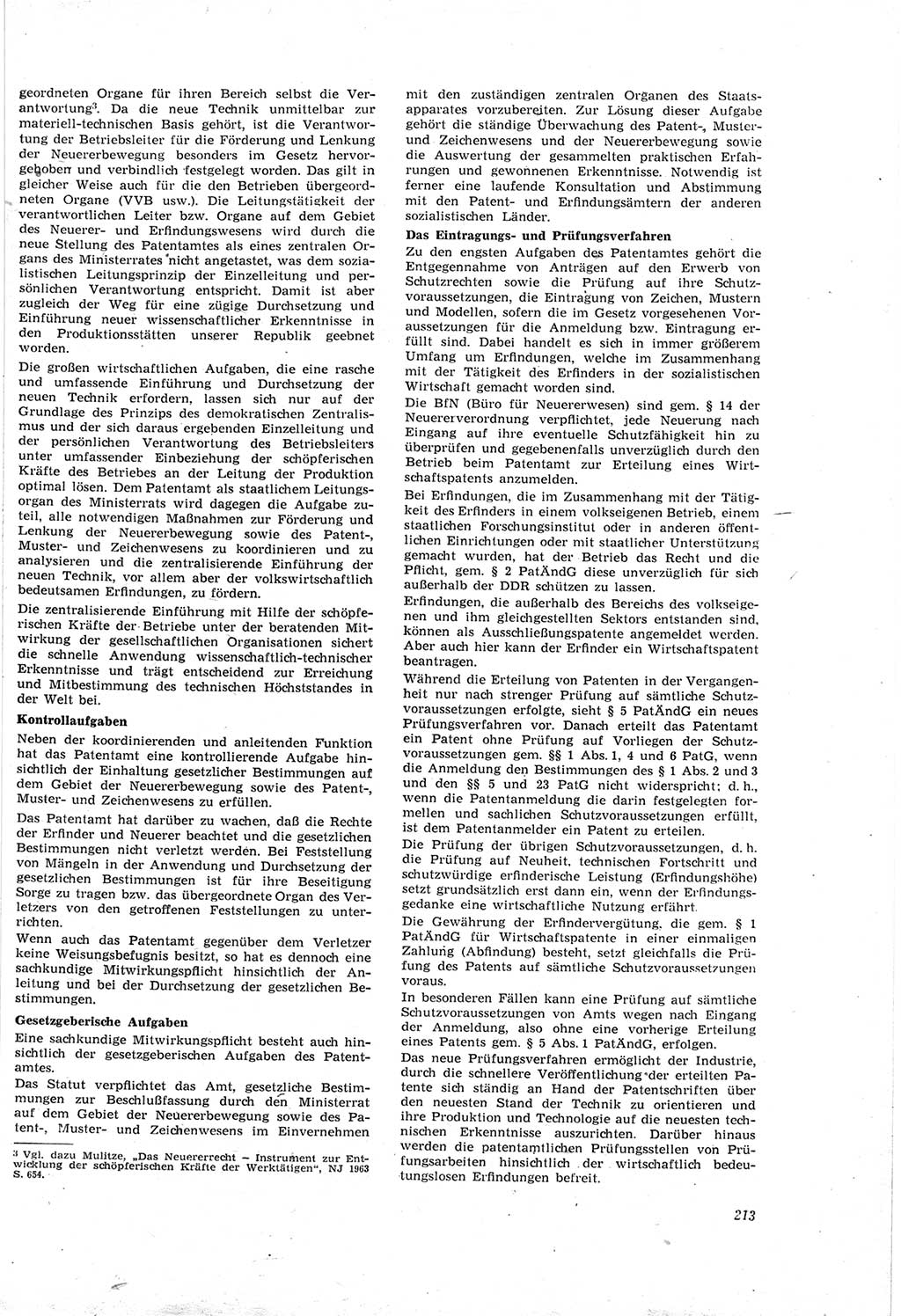 Neue Justiz (NJ), Zeitschrift für Recht und Rechtswissenschaft [Deutsche Demokratische Republik (DDR)], 18. Jahrgang 1964, Seite 213 (NJ DDR 1964, S. 213)