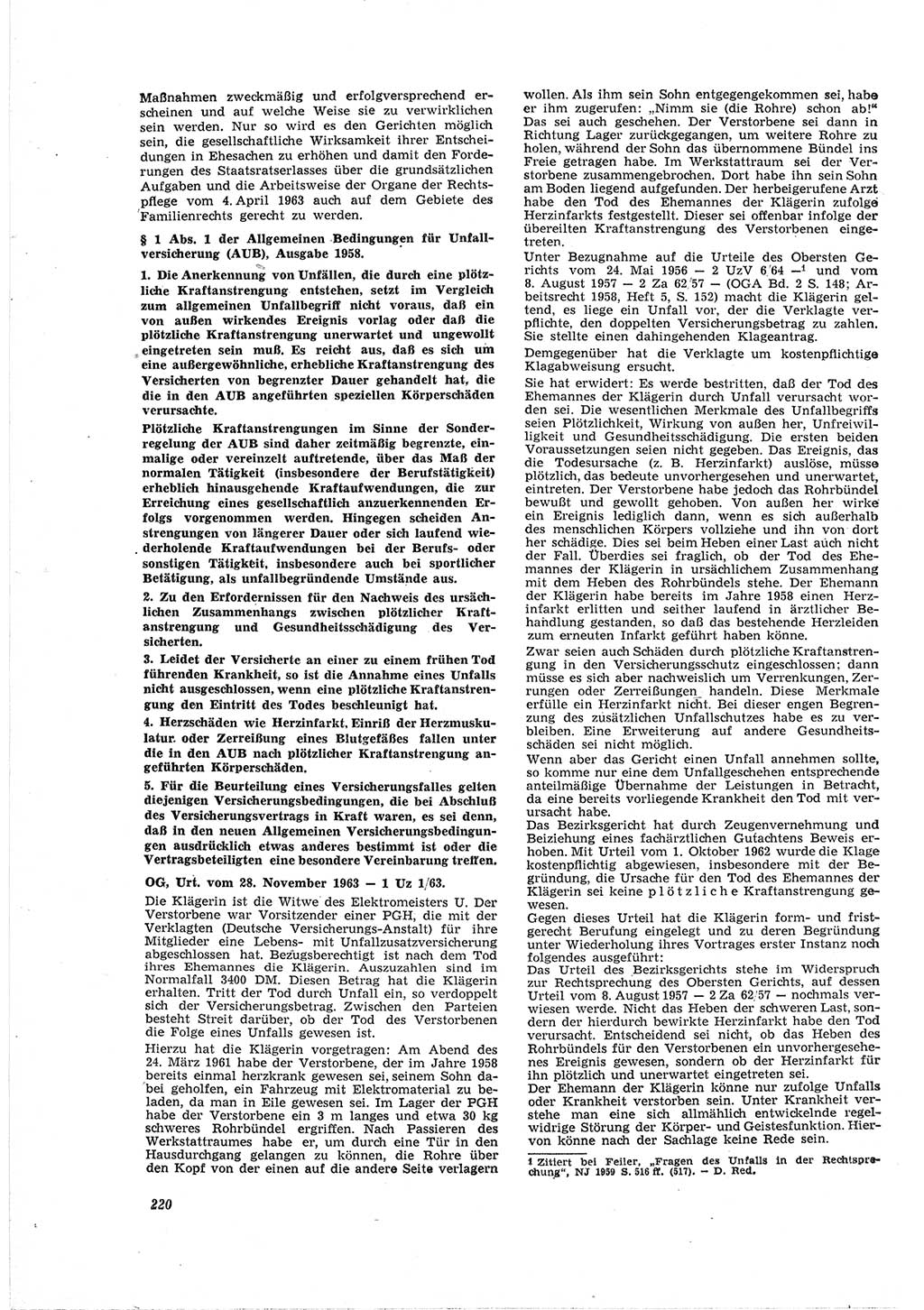 Neue Justiz (NJ), Zeitschrift für Recht und Rechtswissenschaft [Deutsche Demokratische Republik (DDR)], 18. Jahrgang 1964, Seite 220 (NJ DDR 1964, S. 220)