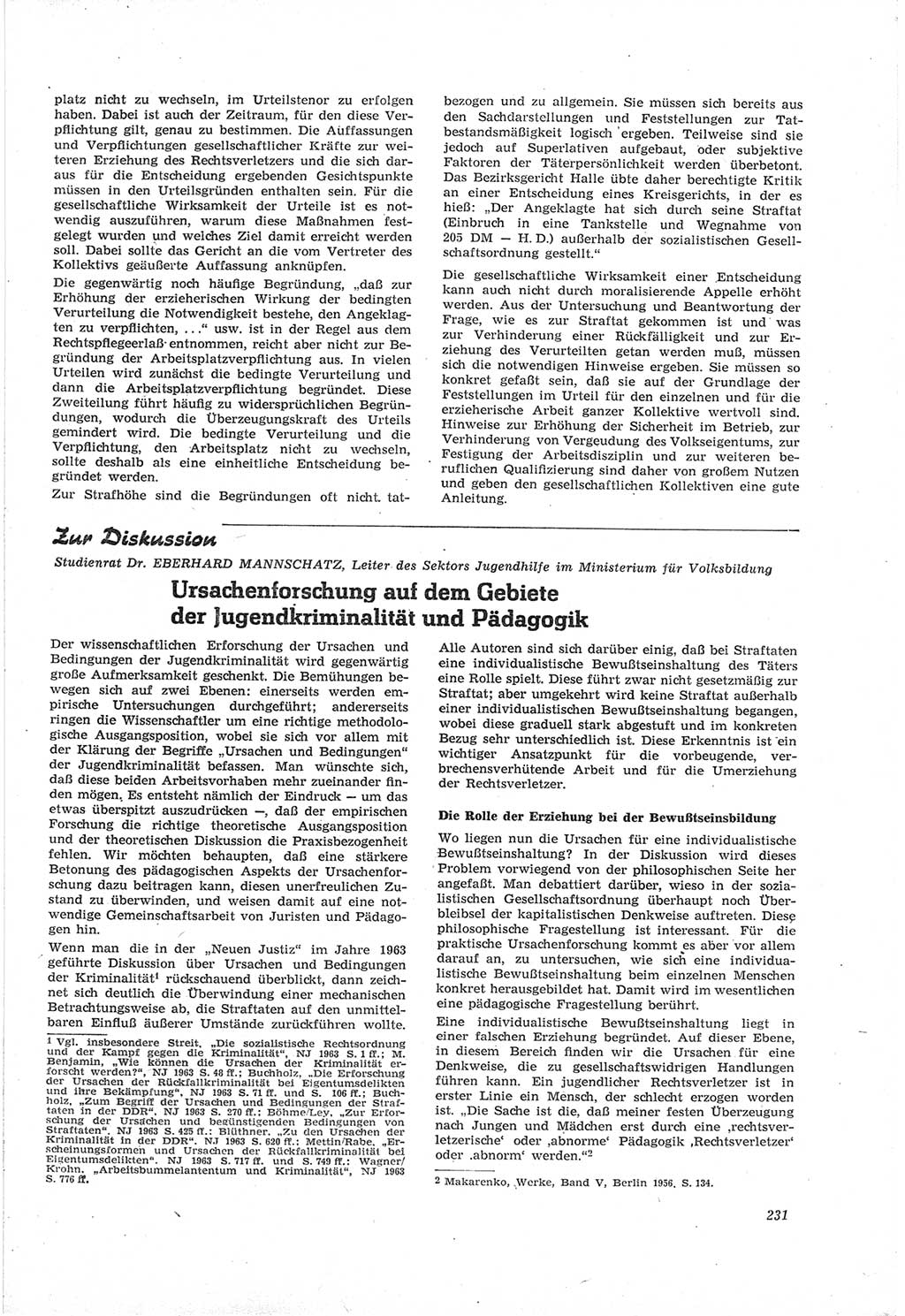 Neue Justiz (NJ), Zeitschrift für Recht und Rechtswissenschaft [Deutsche Demokratische Republik (DDR)], 18. Jahrgang 1964, Seite 231 (NJ DDR 1964, S. 231)