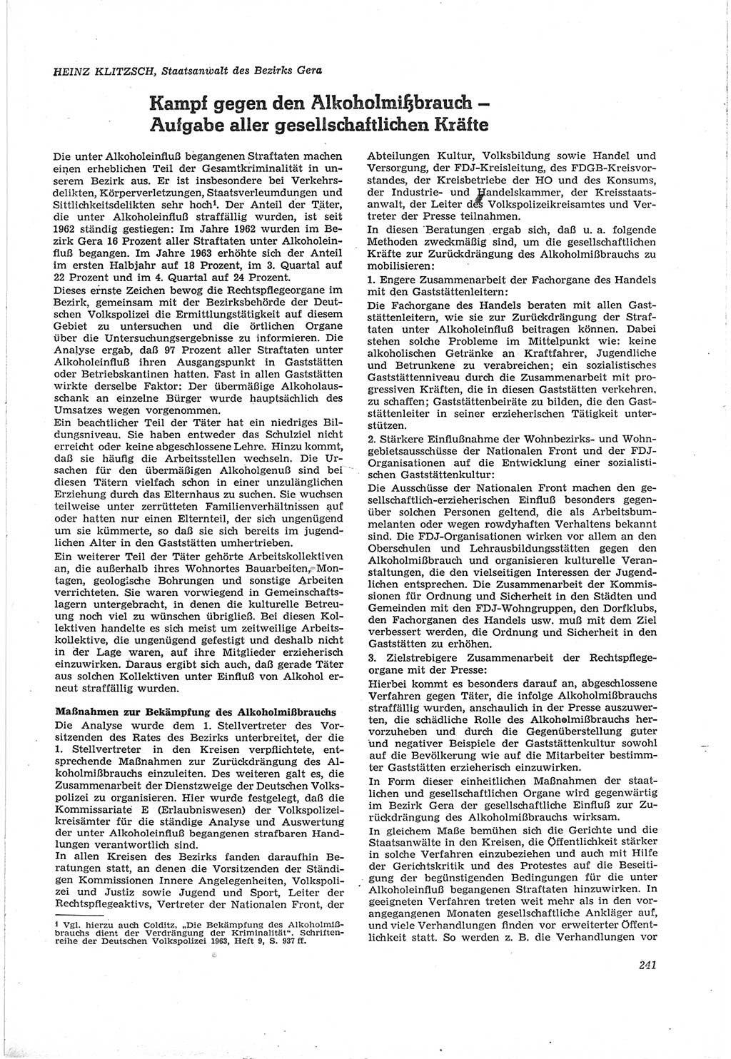 Neue Justiz (NJ), Zeitschrift für Recht und Rechtswissenschaft [Deutsche Demokratische Republik (DDR)], 18. Jahrgang 1964, Seite 241 (NJ DDR 1964, S. 241)