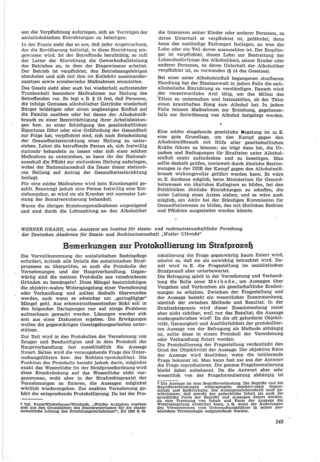 Neue Justiz (NJ), Zeitschrift für Recht und Rechtswissenschaft [Deutsche Demokratische Republik (DDR)], 18. Jahrgang 1964, Seite 243 (NJ DDR 1964, S. 243)