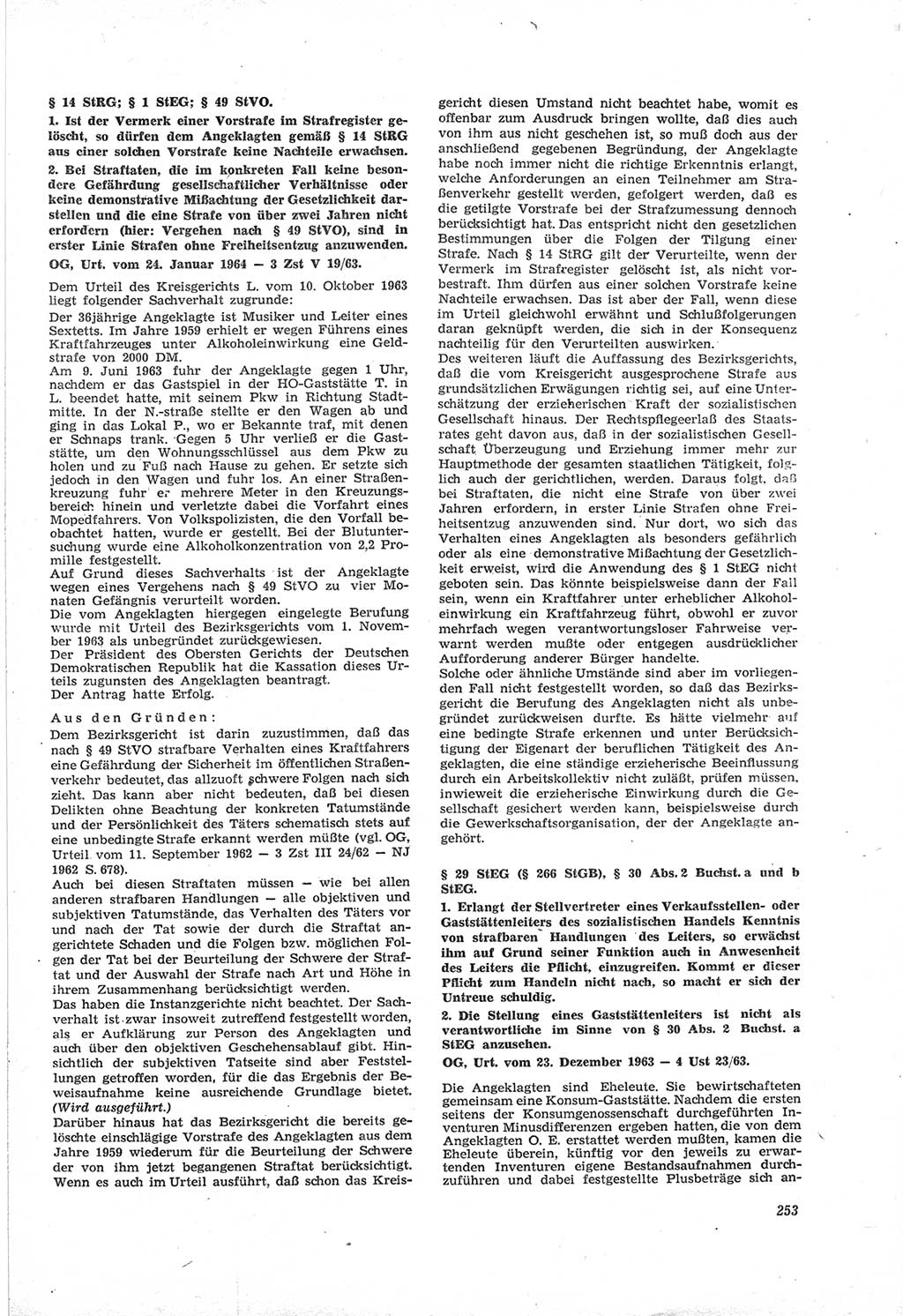 Neue Justiz (NJ), Zeitschrift für Recht und Rechtswissenschaft [Deutsche Demokratische Republik (DDR)], 18. Jahrgang 1964, Seite 253 (NJ DDR 1964, S. 253)