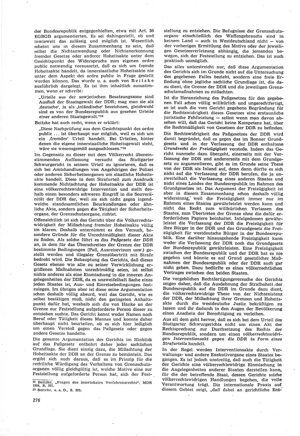 Neue Justiz (NJ), Zeitschrift für Recht und Rechtswissenschaft [Deutsche Demokratische Republik (DDR)], 18. Jahrgang 1964, Seite 276 (NJ DDR 1964, S. 276)