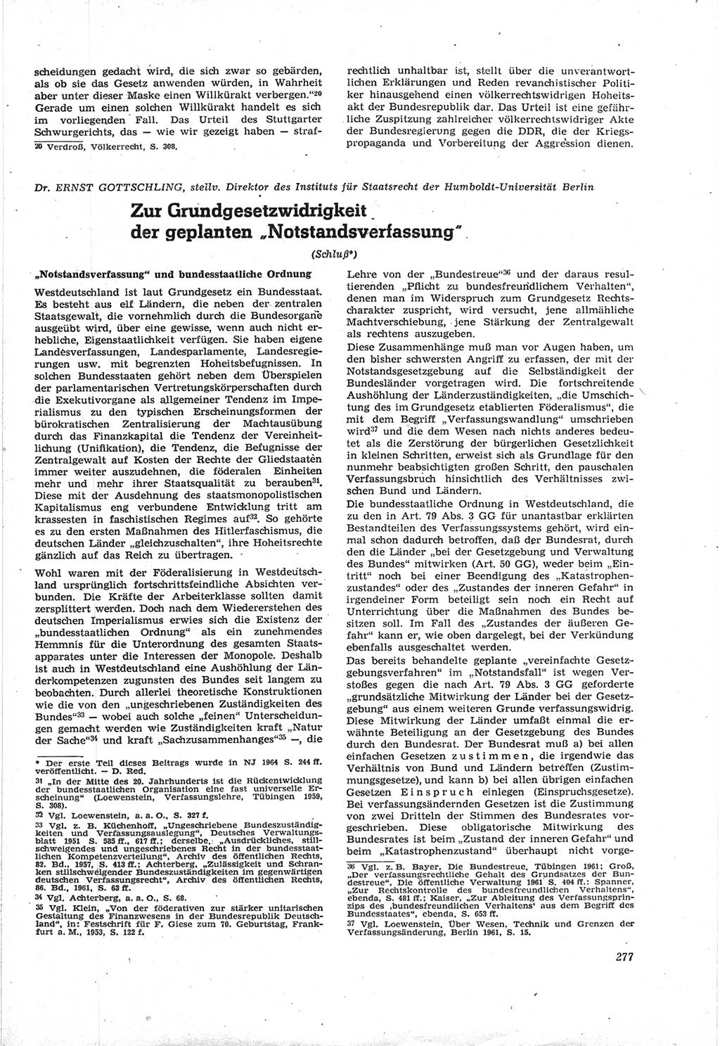 Neue Justiz (NJ), Zeitschrift für Recht und Rechtswissenschaft [Deutsche Demokratische Republik (DDR)], 18. Jahrgang 1964, Seite 277 (NJ DDR 1964, S. 277)