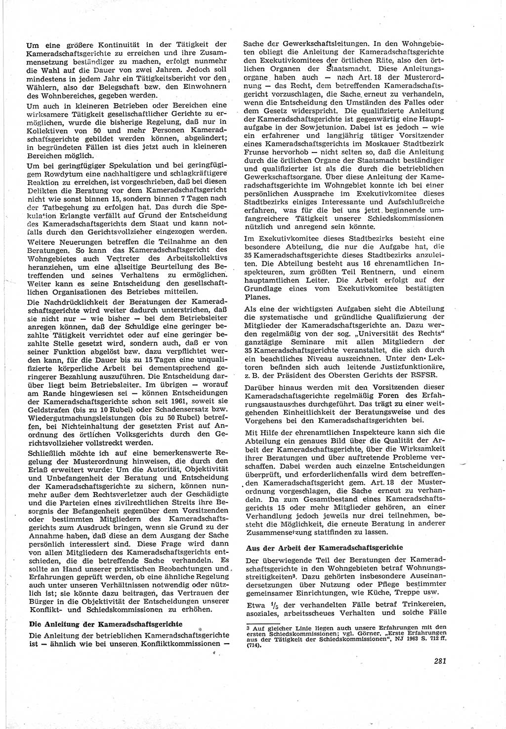 Neue Justiz (NJ), Zeitschrift für Recht und Rechtswissenschaft [Deutsche Demokratische Republik (DDR)], 18. Jahrgang 1964, Seite 281 (NJ DDR 1964, S. 281)