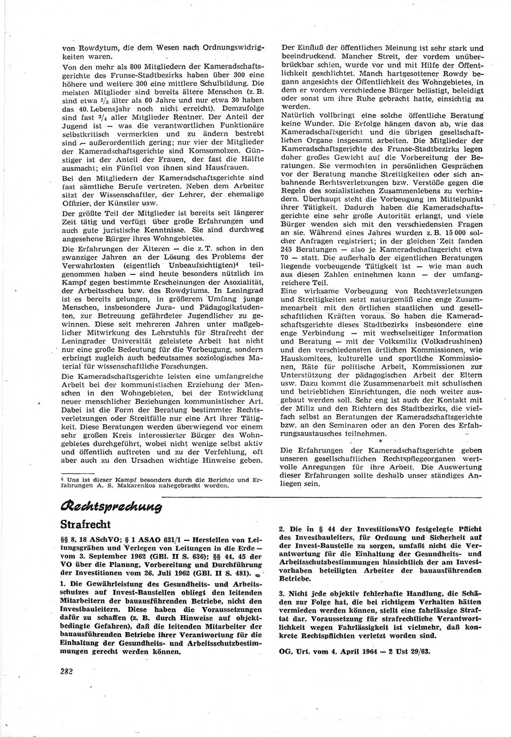Neue Justiz (NJ), Zeitschrift für Recht und Rechtswissenschaft [Deutsche Demokratische Republik (DDR)], 18. Jahrgang 1964, Seite 282 (NJ DDR 1964, S. 282)