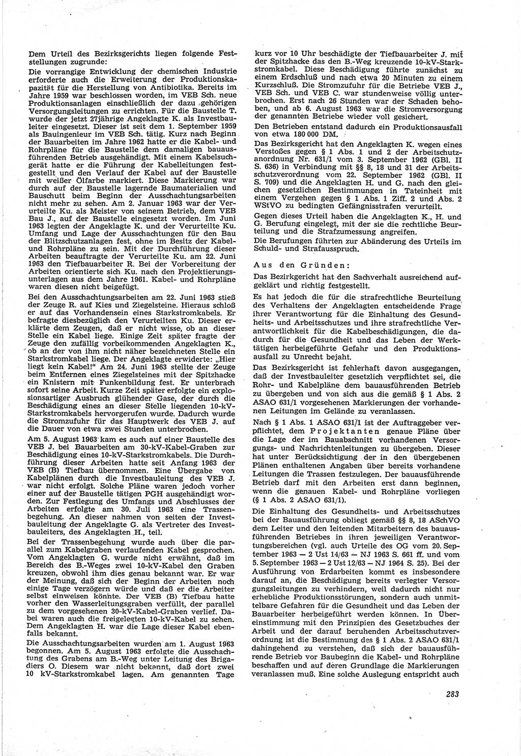 Neue Justiz (NJ), Zeitschrift für Recht und Rechtswissenschaft [Deutsche Demokratische Republik (DDR)], 18. Jahrgang 1964, Seite 283 (NJ DDR 1964, S. 283)