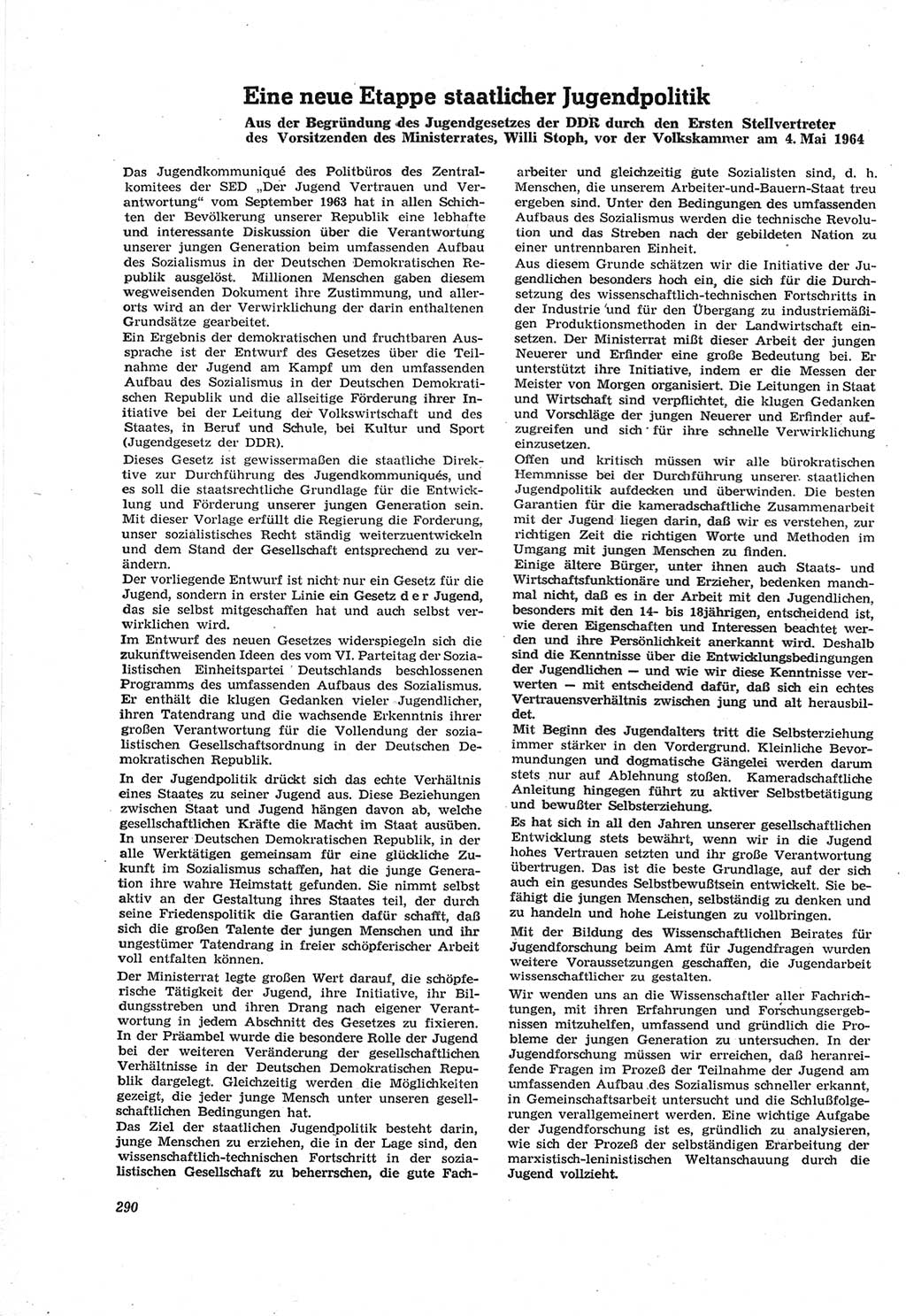 Neue Justiz (NJ), Zeitschrift für Recht und Rechtswissenschaft [Deutsche Demokratische Republik (DDR)], 18. Jahrgang 1964, Seite 290 (NJ DDR 1964, S. 290)