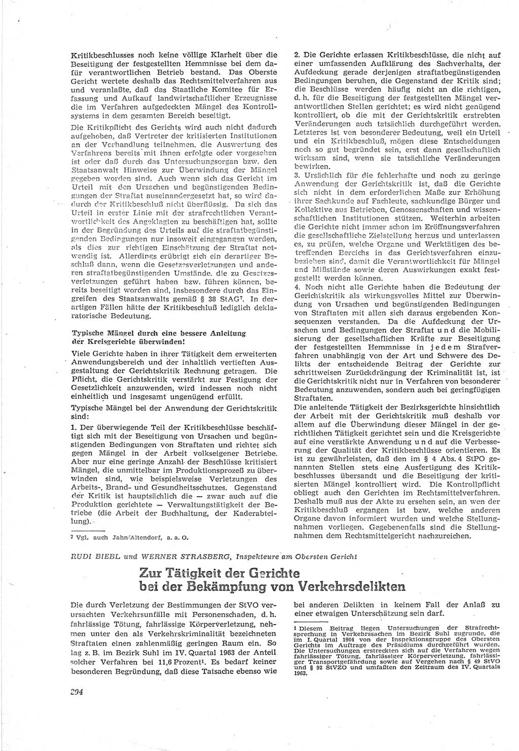 Neue Justiz (NJ), Zeitschrift für Recht und Rechtswissenschaft [Deutsche Demokratische Republik (DDR)], 18. Jahrgang 1964, Seite 294 (NJ DDR 1964, S. 294)