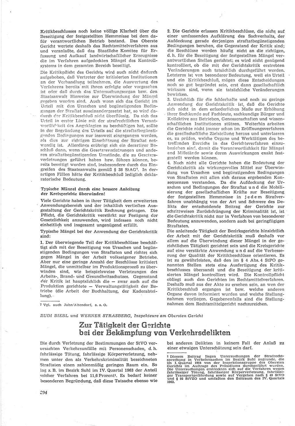 Neue Justiz (NJ), Zeitschrift für Recht und Rechtswissenschaft [Deutsche Demokratische Republik (DDR)], 18. Jahrgang 1964, Seite 294 (NJ DDR 1964, S. 294)
