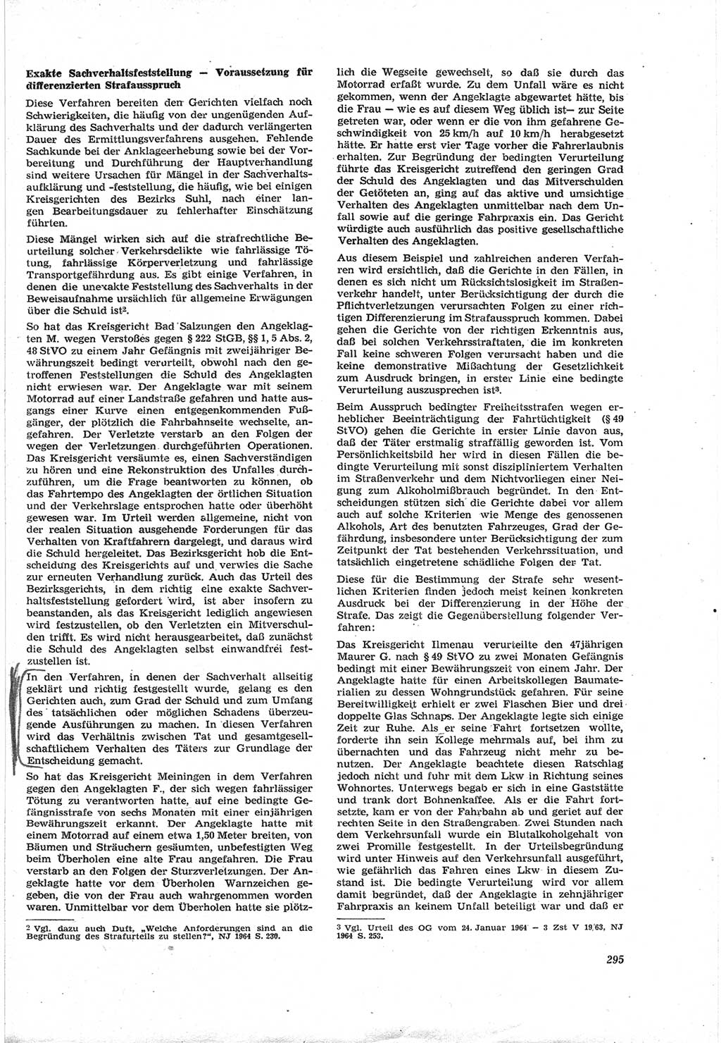 Neue Justiz (NJ), Zeitschrift für Recht und Rechtswissenschaft [Deutsche Demokratische Republik (DDR)], 18. Jahrgang 1964, Seite 295 (NJ DDR 1964, S. 295)