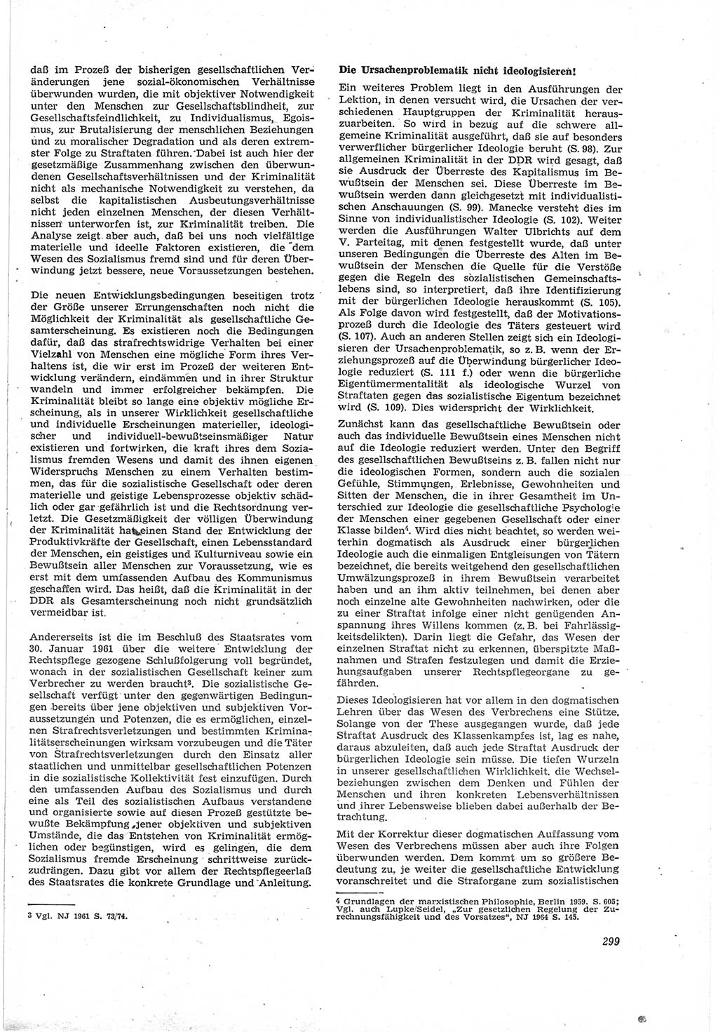 Neue Justiz (NJ), Zeitschrift für Recht und Rechtswissenschaft [Deutsche Demokratische Republik (DDR)], 18. Jahrgang 1964, Seite 299 (NJ DDR 1964, S. 299)