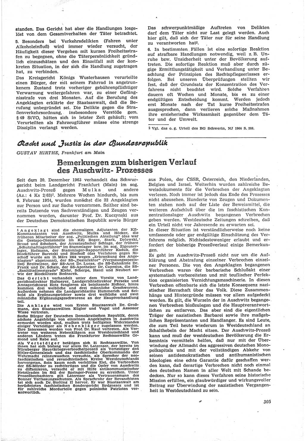 Neue Justiz (NJ), Zeitschrift für Recht und Rechtswissenschaft [Deutsche Demokratische Republik (DDR)], 18. Jahrgang 1964, Seite 305 (NJ DDR 1964, S. 305)