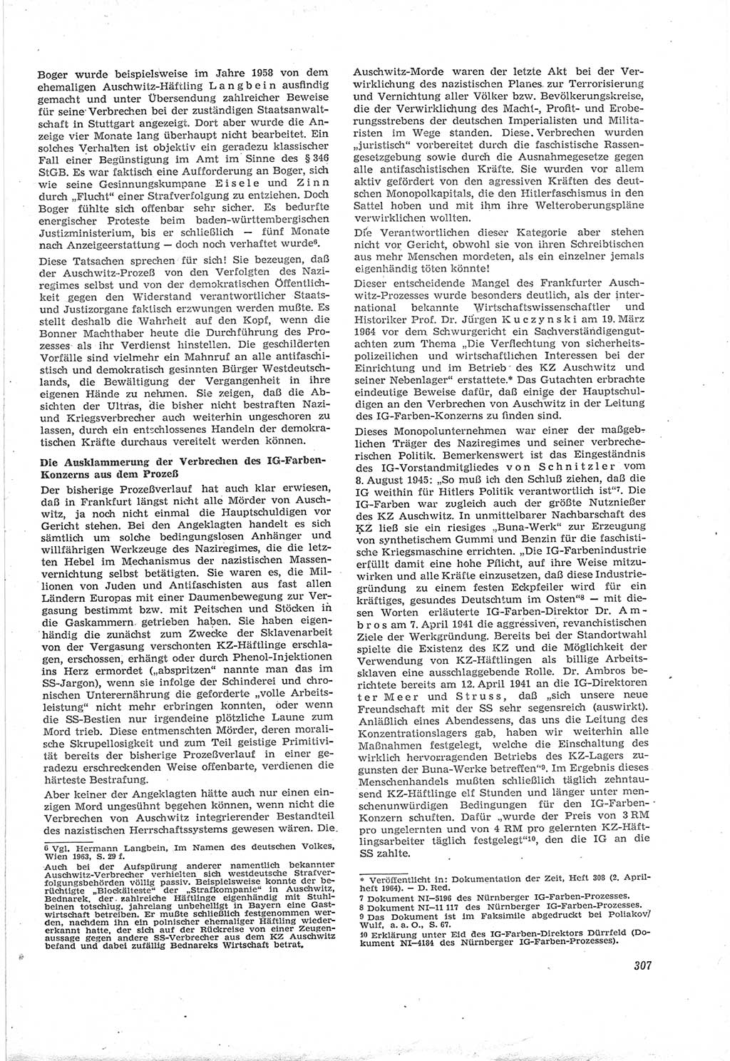 Neue Justiz (NJ), Zeitschrift für Recht und Rechtswissenschaft [Deutsche Demokratische Republik (DDR)], 18. Jahrgang 1964, Seite 307 (NJ DDR 1964, S. 307)