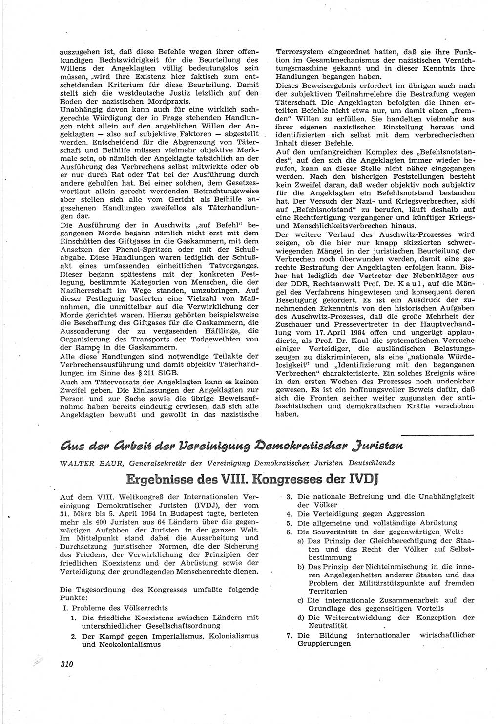 Neue Justiz (NJ), Zeitschrift für Recht und Rechtswissenschaft [Deutsche Demokratische Republik (DDR)], 18. Jahrgang 1964, Seite 310 (NJ DDR 1964, S. 310)