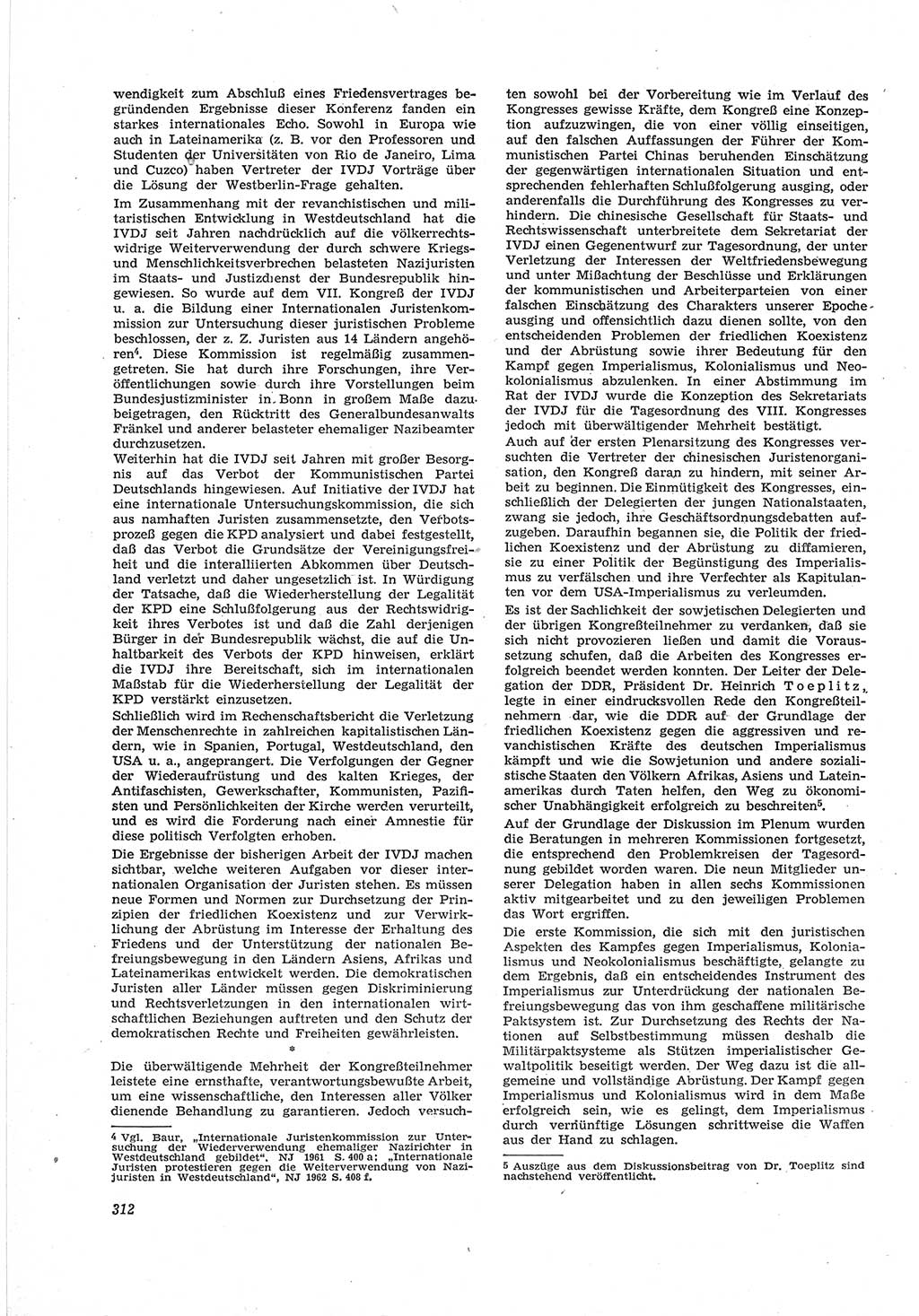 Neue Justiz (NJ), Zeitschrift für Recht und Rechtswissenschaft [Deutsche Demokratische Republik (DDR)], 18. Jahrgang 1964, Seite 312 (NJ DDR 1964, S. 312)