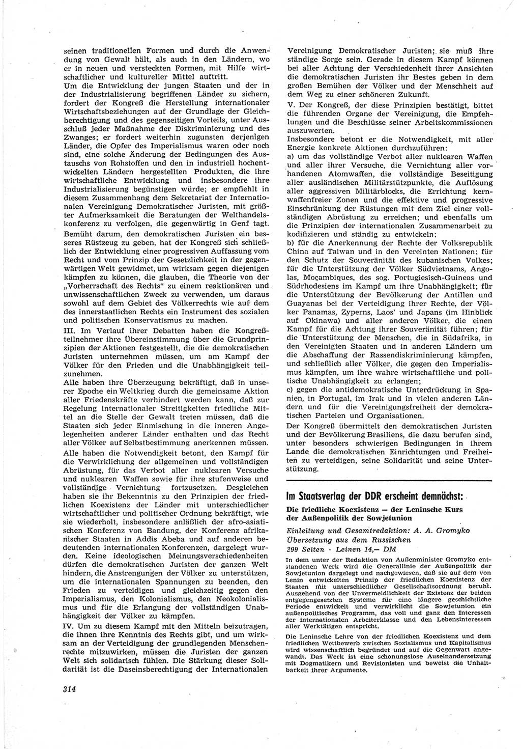 Neue Justiz (NJ), Zeitschrift für Recht und Rechtswissenschaft [Deutsche Demokratische Republik (DDR)], 18. Jahrgang 1964, Seite 314 (NJ DDR 1964, S. 314)